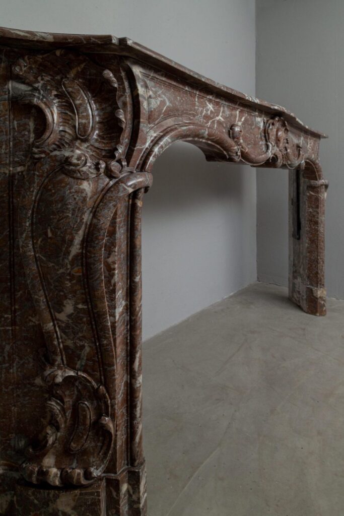 Unique 18th-Century Rococo Style Marble Antique Circular Fireplace