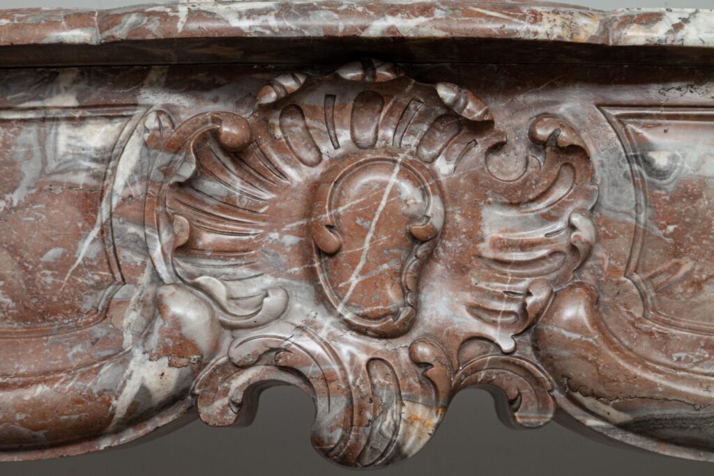 Unique 18th-Century Rococo Style Marble Antique Circular Fireplace