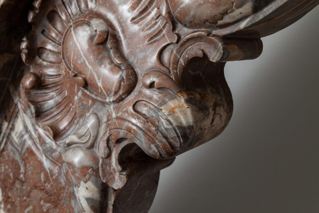 Unique 18th-Century Rococo Style Marble Antique Circular Fireplace