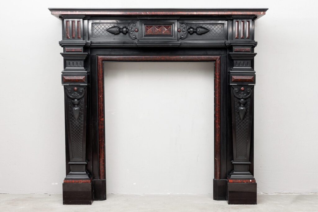 LOUIS XVI STIJL NOIR DE MAZY ANTIEKE MARMEREN FRONT SCHOUW