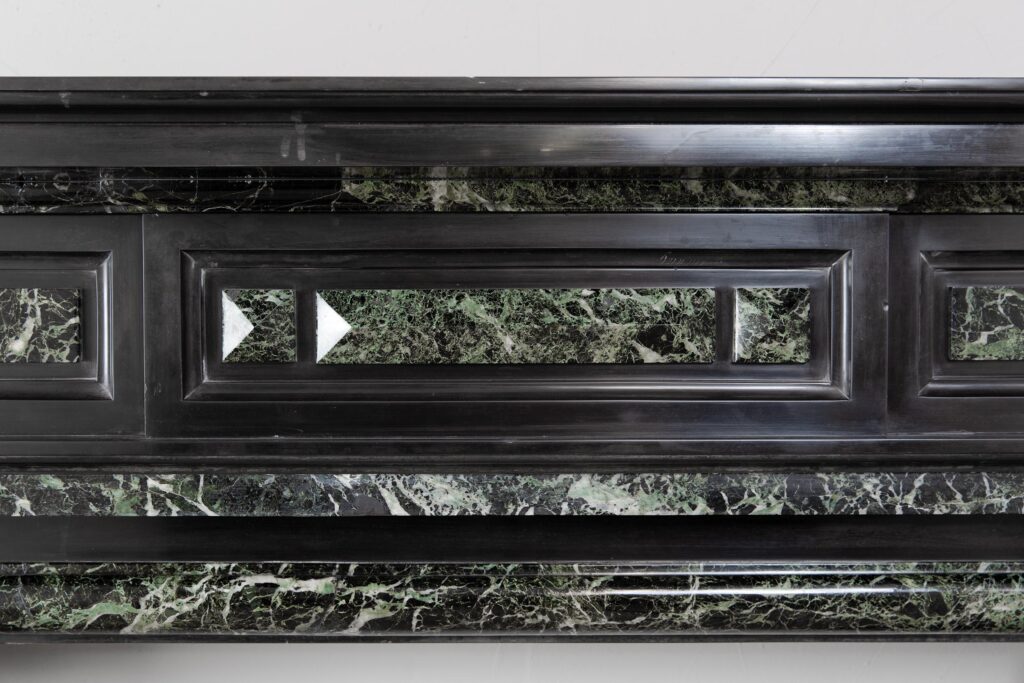 Grand Neoclassical Black and Green Marble Antique Fireplace Surround