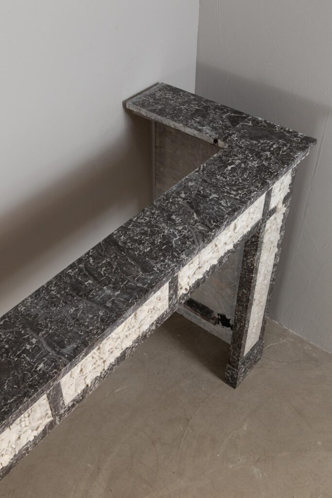 Grey and White Marble Antique Louis XVI full circulation fireplace