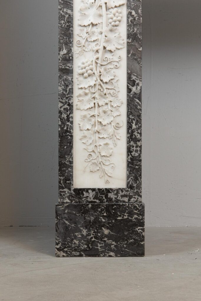 Grey and White Marble Antique Louis XVI full circulation fireplace