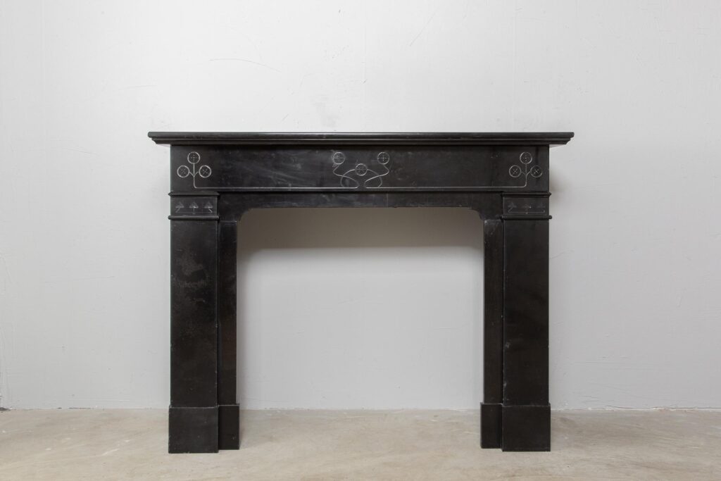 Art Nouveau Zwart Marmeren Antieke Ets Omloop Schouw