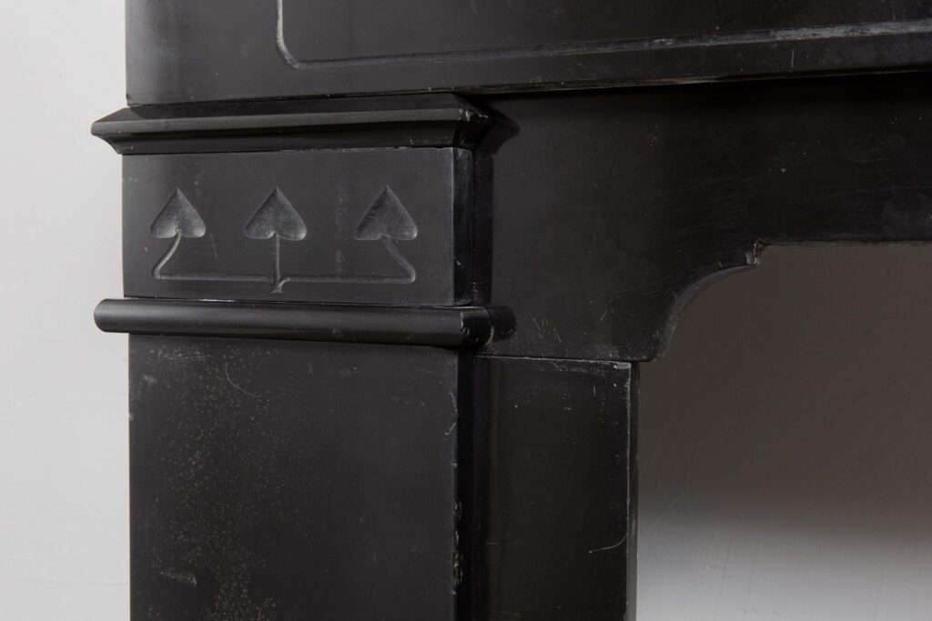 Art Nouveau Black Marble Etched Circulation fireplace