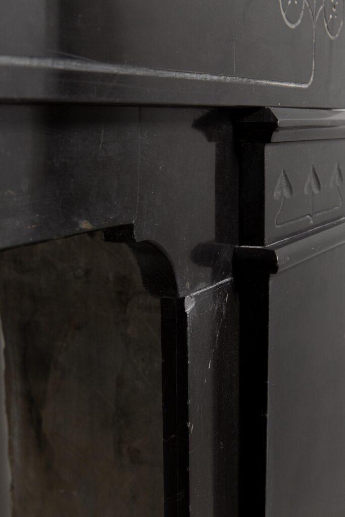 Art Nouveau Black Marble Etched Circulation fireplace