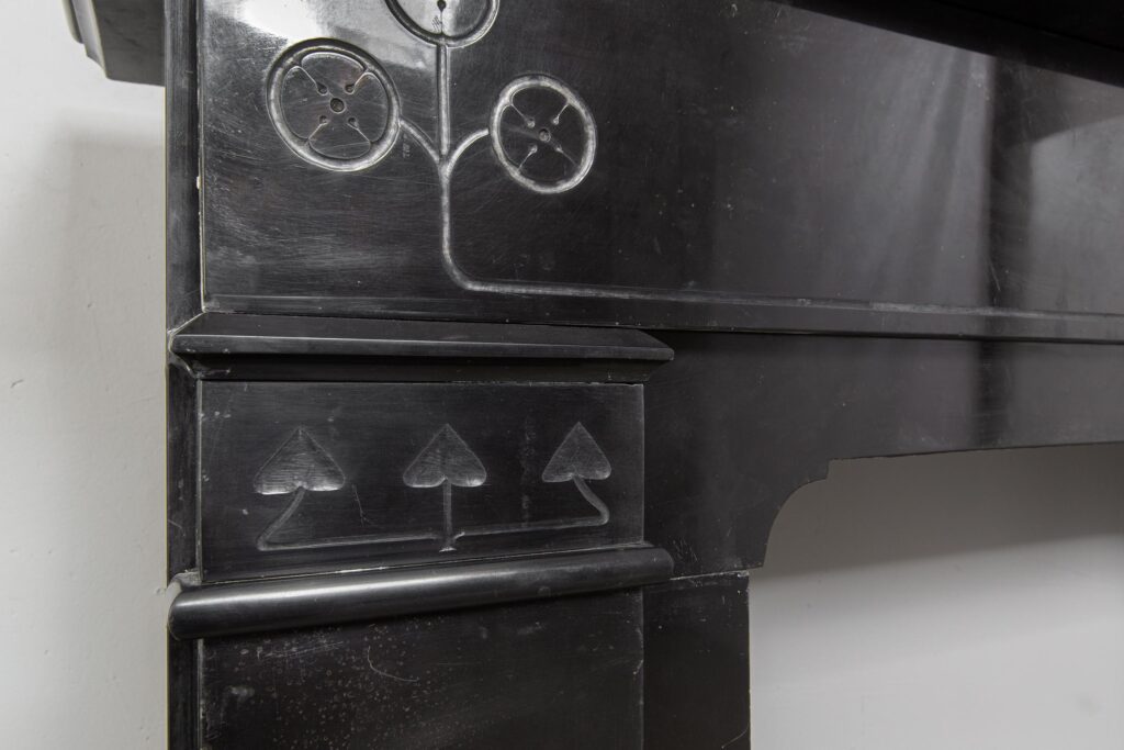 Art Nouveau Zwart Marmeren Antieke Ets Omloop Schouw — detail 2