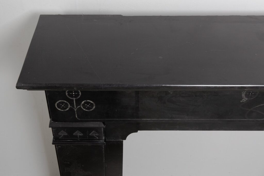 Art Nouveau Zwart Marmeren Antieke Ets Omloop Schouw — detail 1