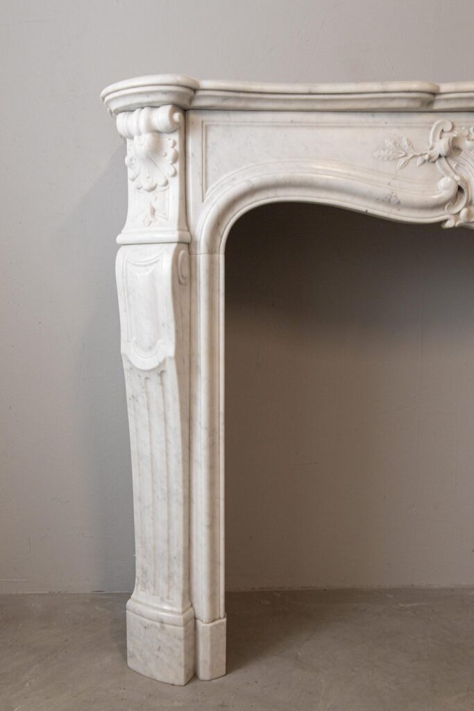 Louis XV Carrara Marble Antique Fireplace Surround