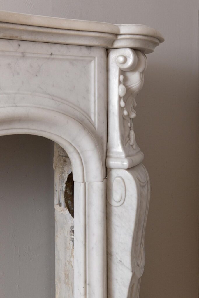 Louis XV Carrara Marble Antique Fireplace Surround