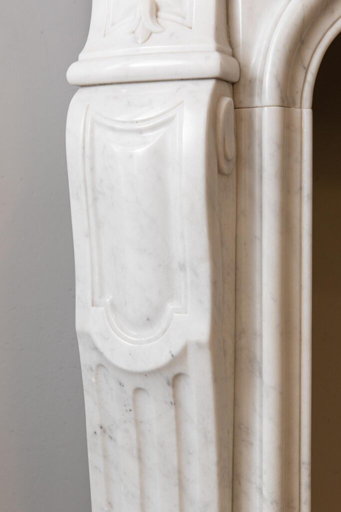 Louis XV Carrara Marble Antique Fireplace Surround