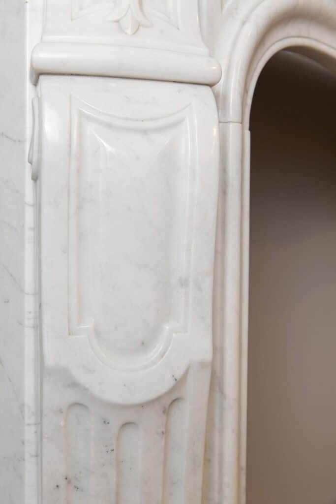 Louis XV Carrara Marble Antique Fireplace Surround