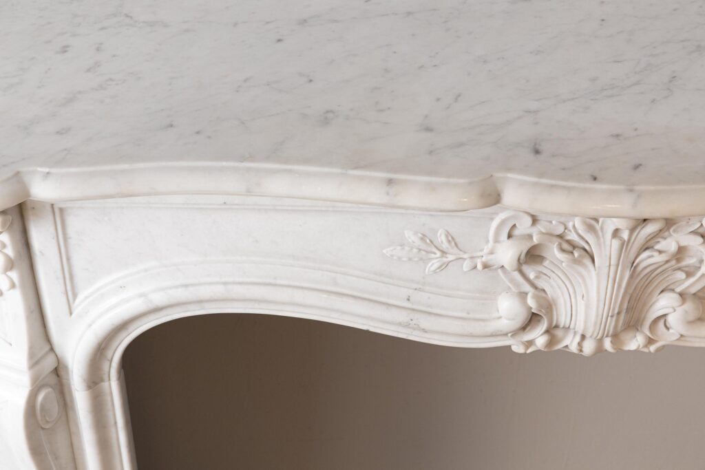 Louis XV Carrara Marble Antique Fireplace Surround
