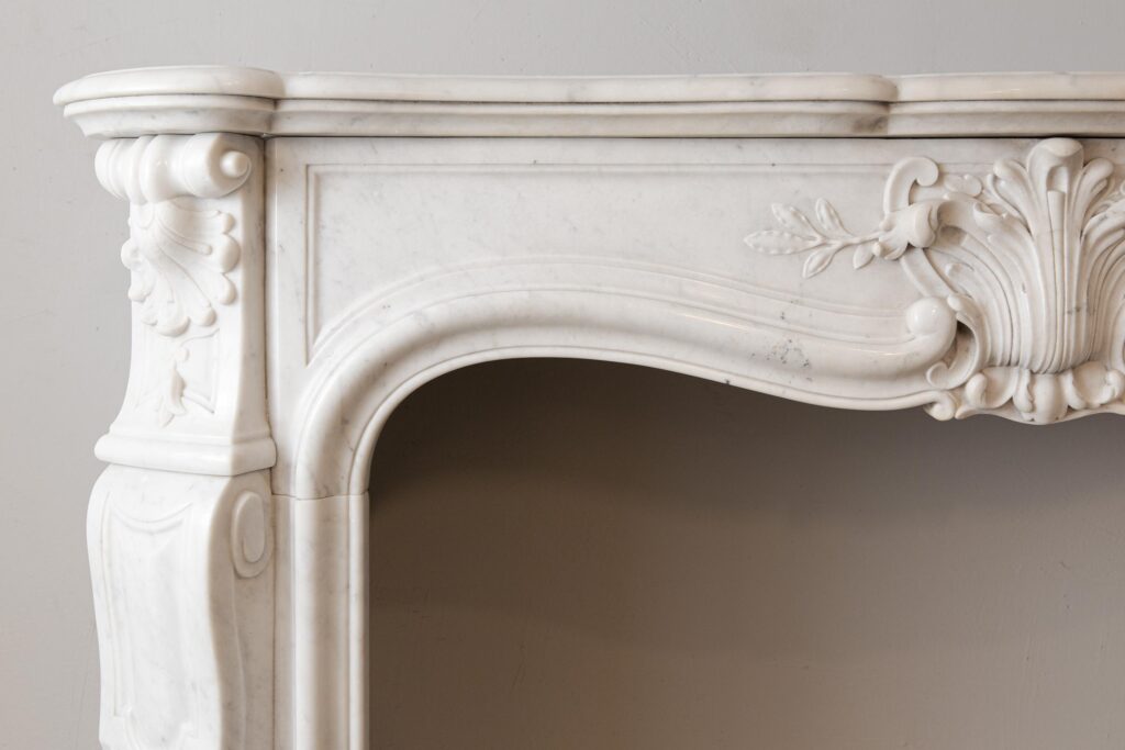 Louis XV Carrara Marble Antique Fireplace Surround