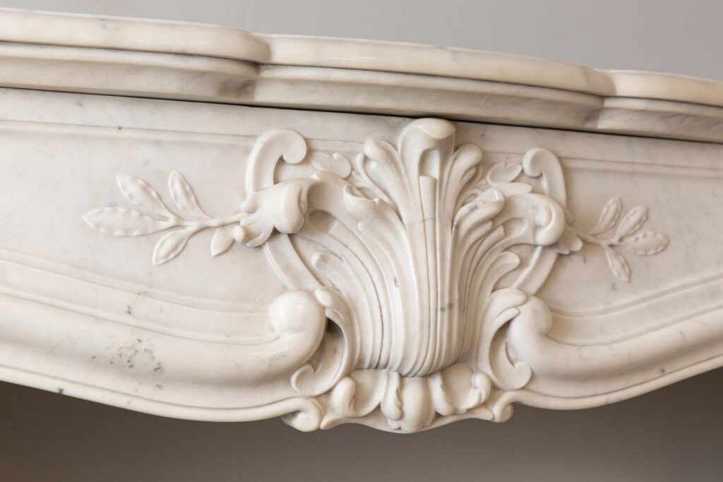 Louis XV Carrara Marble Antique Fireplace Surround