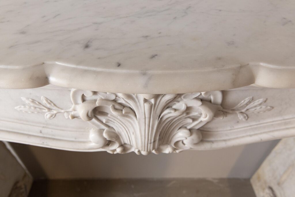 Louis XV Carrara Marble Antique Fireplace Surround