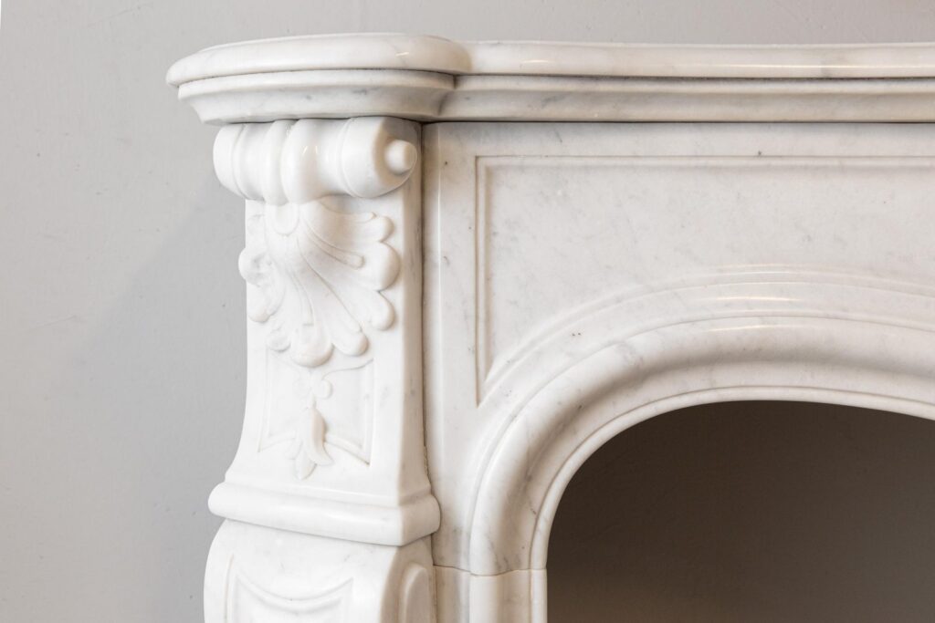 Louis XV Carrara Marble Antique Fireplace Surround