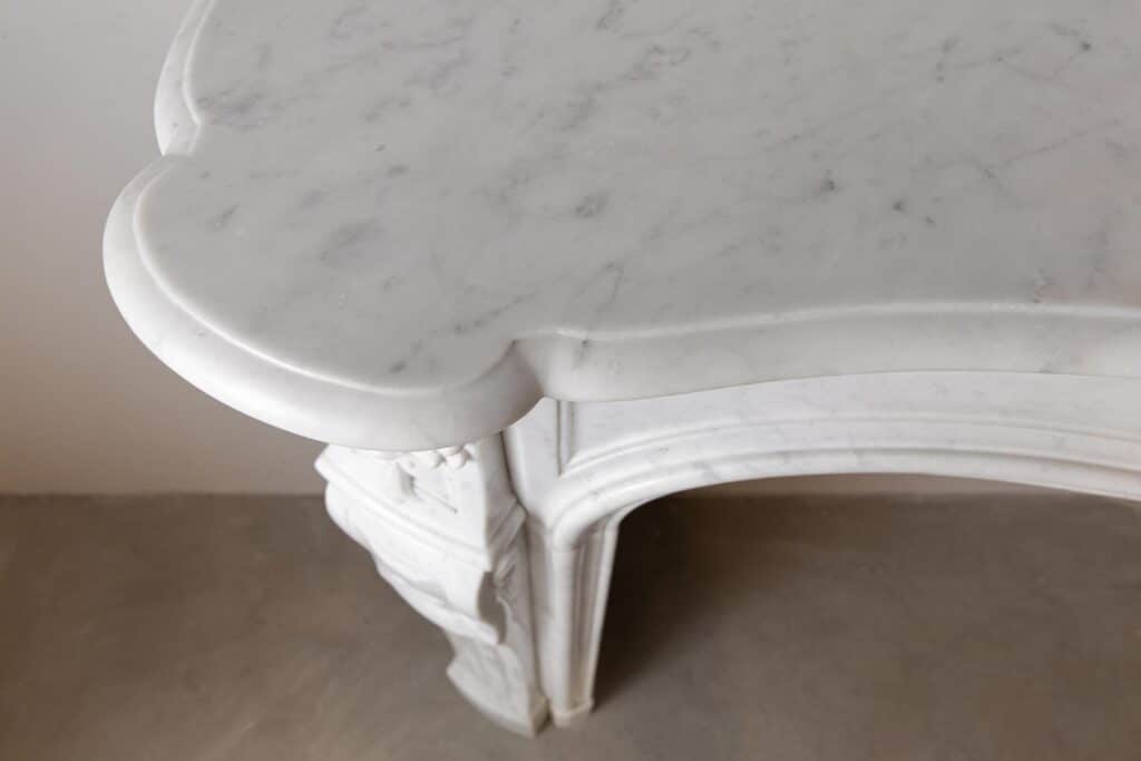 Louis XV Carrara Marble Antique Fireplace Surround