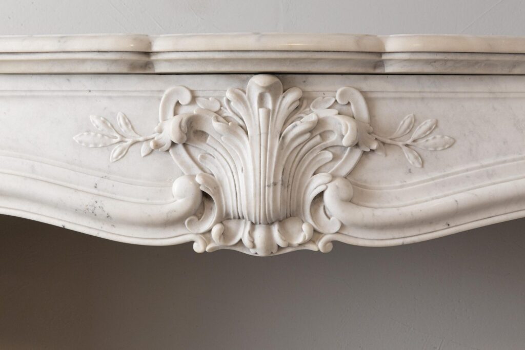 Louis XV Carrara Marble Antique Fireplace Surround