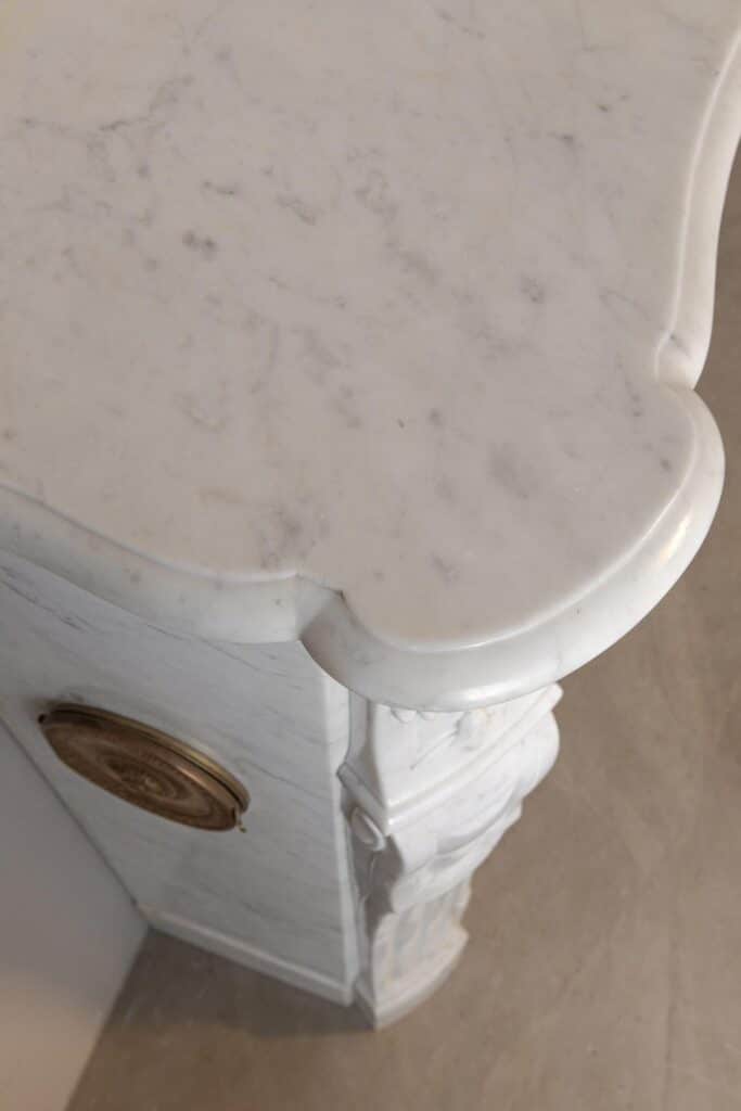 Louis XV Carrara Marble Antique Fireplace Surround