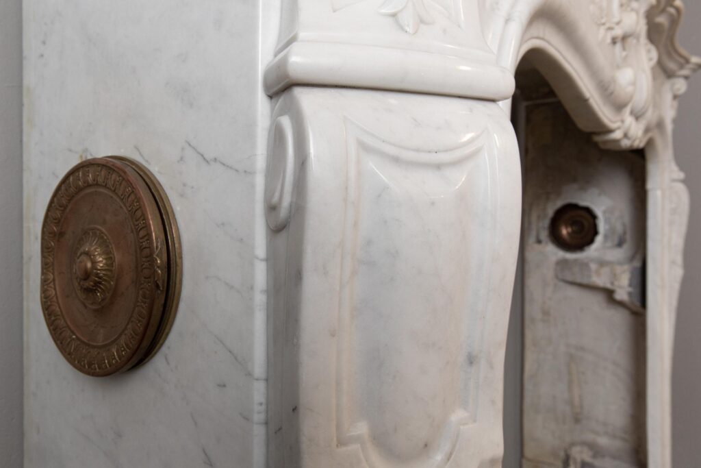 Louis XV Carrara Marble Antique Fireplace Surround