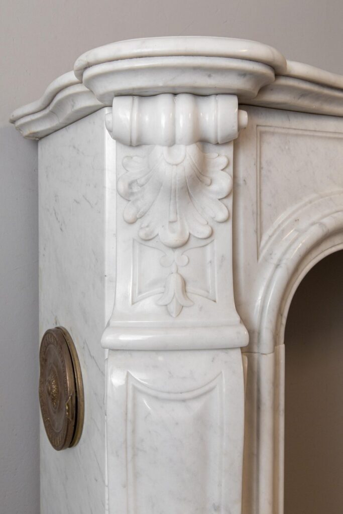 Louis XV Carrara Marble Antique Fireplace Surround