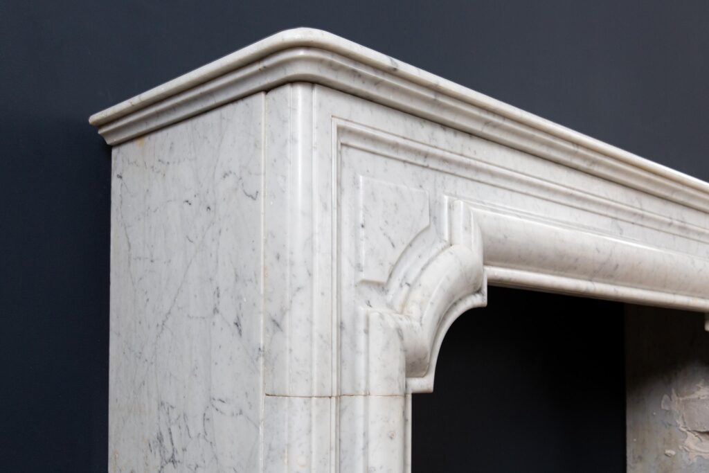 French Carrara Marble Antique Bolection Front Fireplace