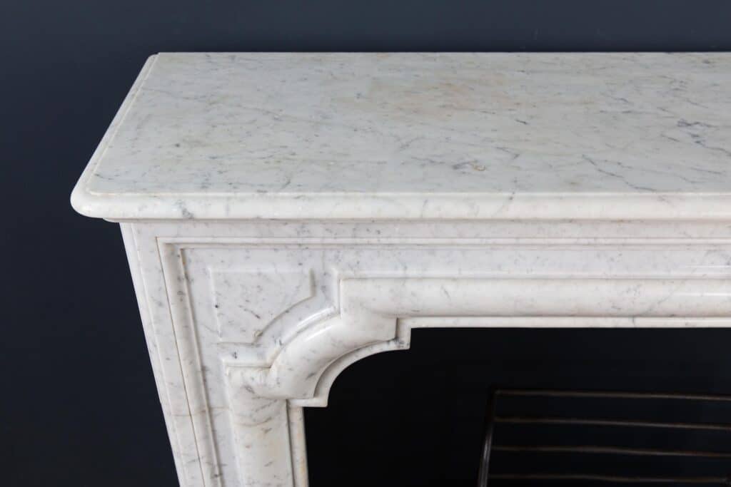 French Carrara Marble Antique Bolection Front Fireplace