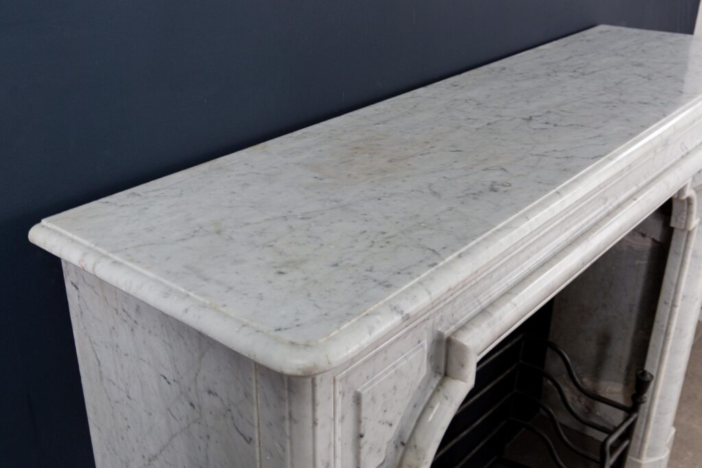 French Carrara Marble Antique Bolection Front Fireplace