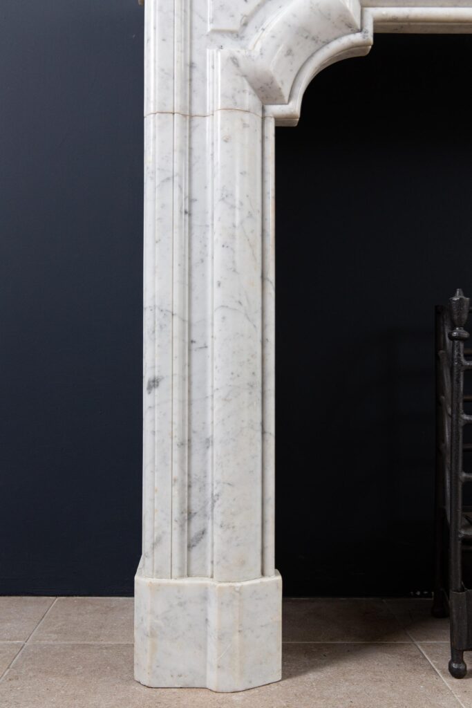 French Carrara Marble Antique Bolection Front Fireplace