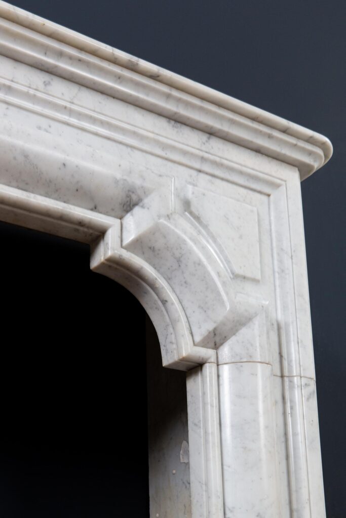 French Carrara Marble Antique Bolection Front Fireplace