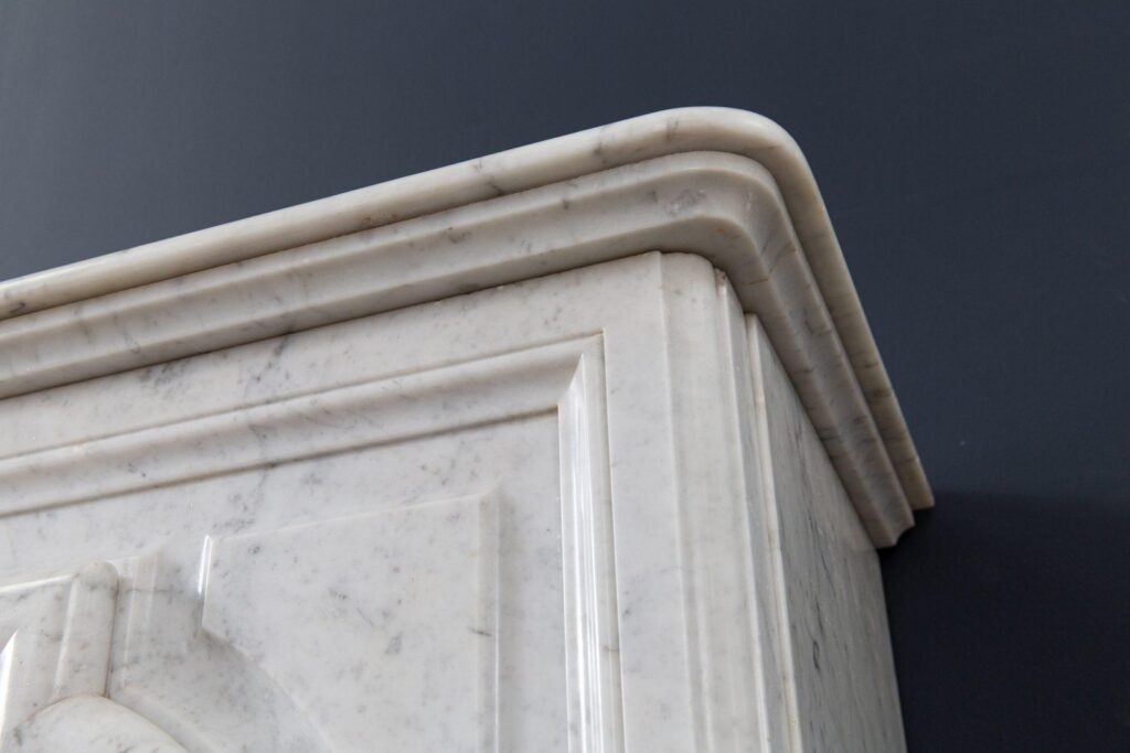 French Carrara Marble Antique Bolection Front Fireplace