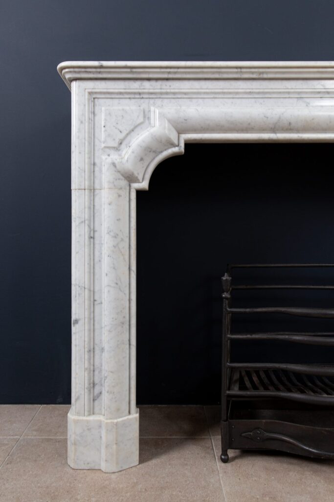 French Carrara Marble Antique Bolection Front Fireplace