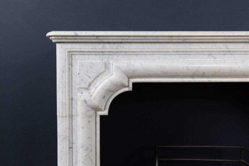 French Carrara Marble Antique Bolection Front Fireplace