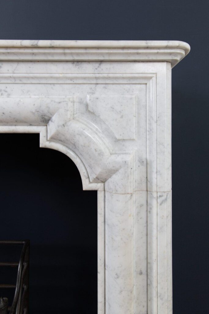 French Carrara Marble Antique Bolection Front Fireplace