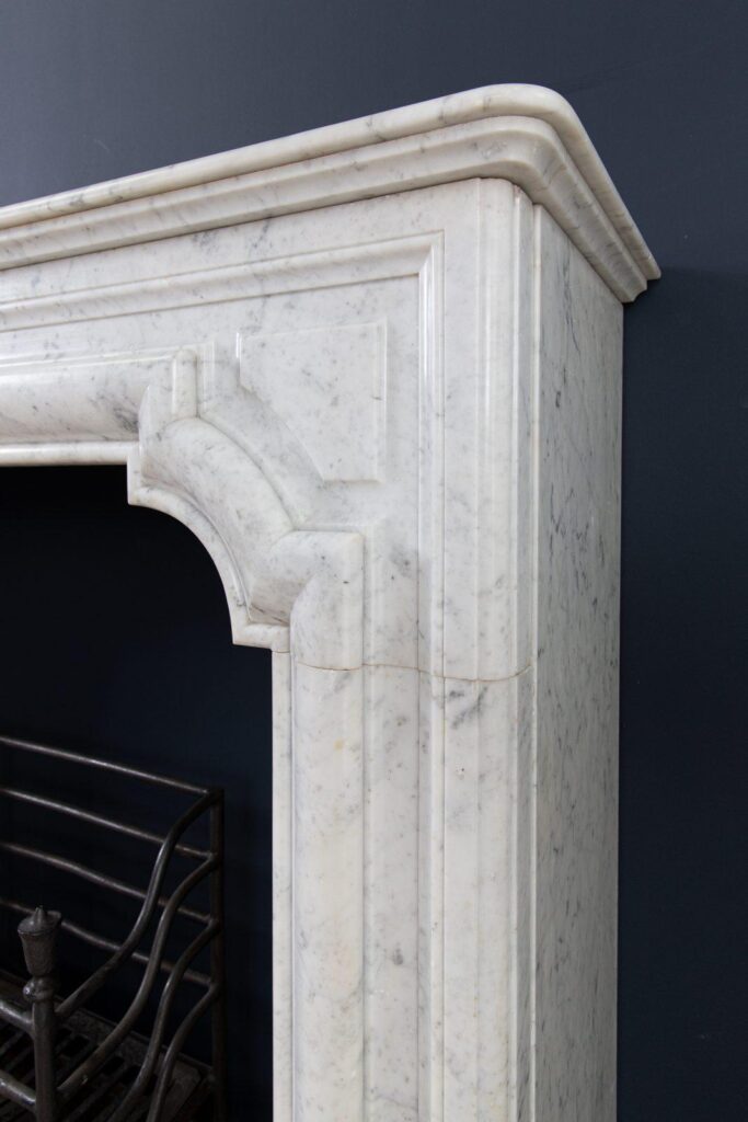 French Carrara Marble Antique Bolection Front Fireplace