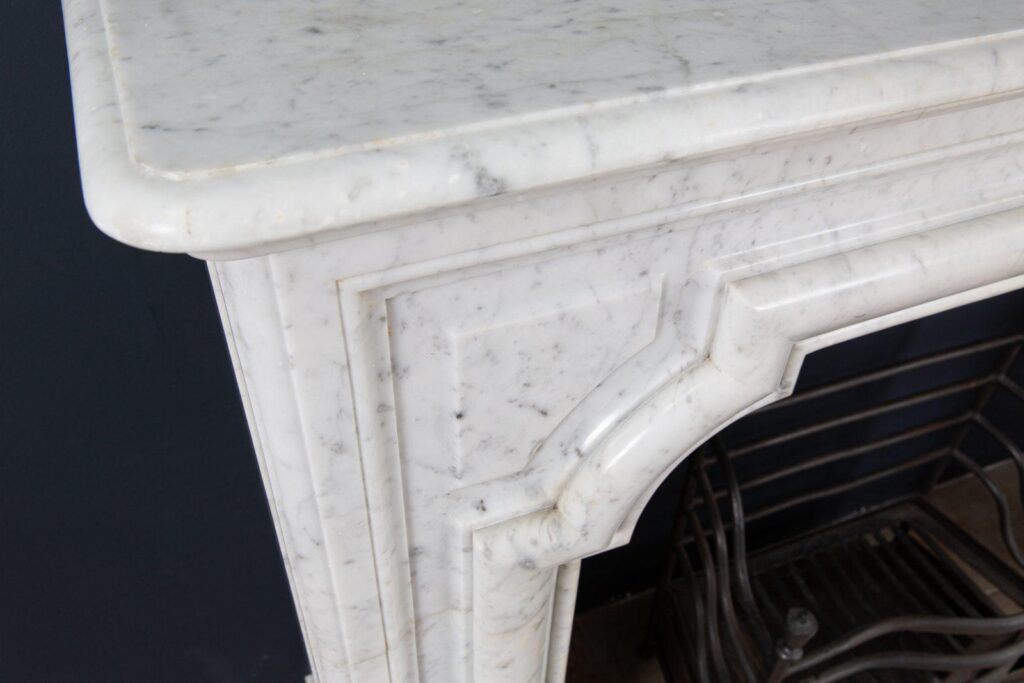 French Carrara Marble Antique Bolection Front Fireplace