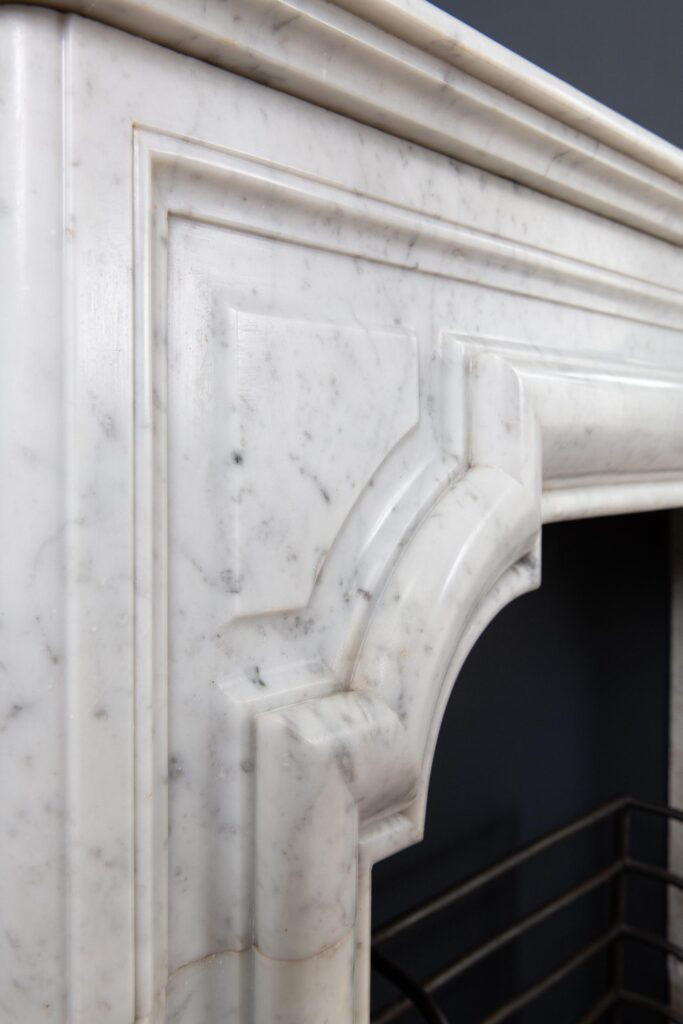 French Carrara Marble Antique Bolection Front Fireplace