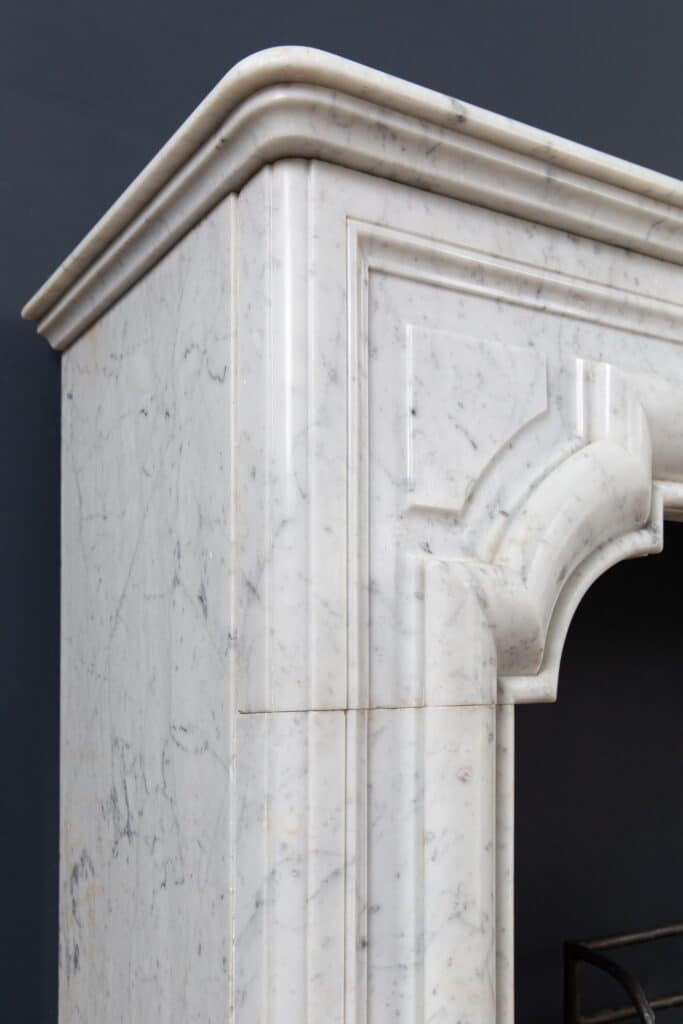 French Carrara Marble Antique Bolection Front Fireplace