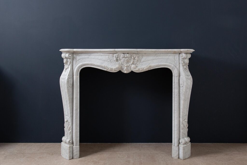 Louis XV Carrara Marble Antique Fireplace Surround
