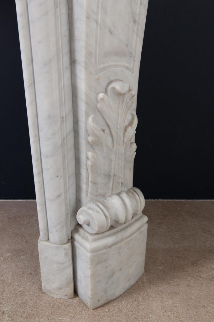 Louis XV Carrara Marble Antique Fireplace Surround