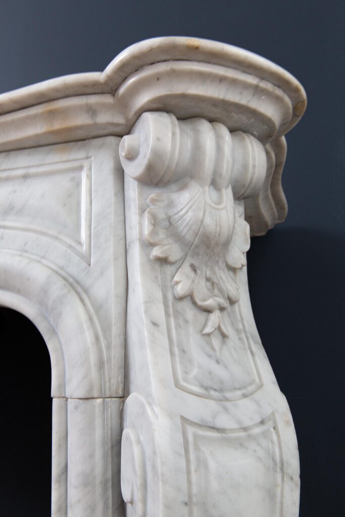 Louis XV Carrara Marble Antique Fireplace Surround