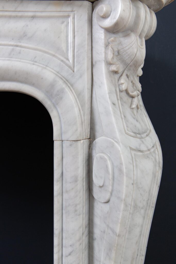 Louis XV Carrara Marble Antique Fireplace Surround