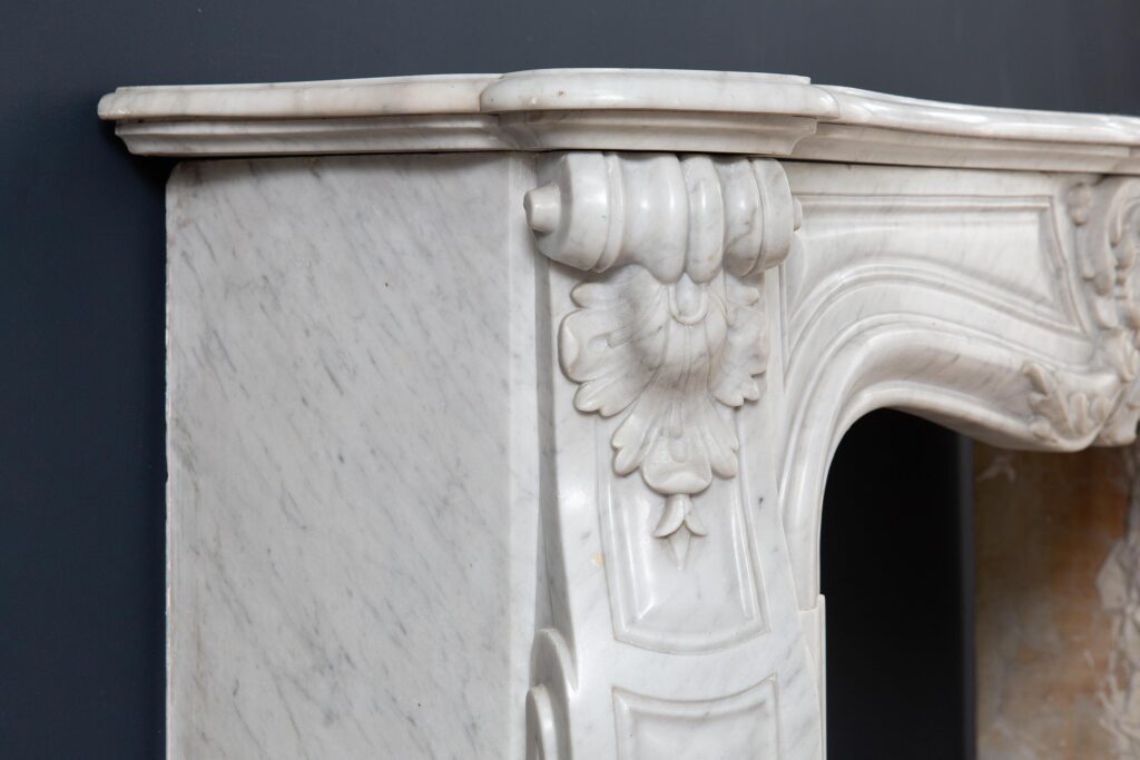 Louis XV Carrara Marble Antique Fireplace Surround