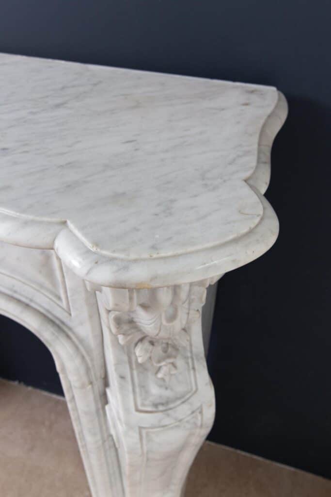Louis XV Carrara Marble Antique Fireplace Surround
