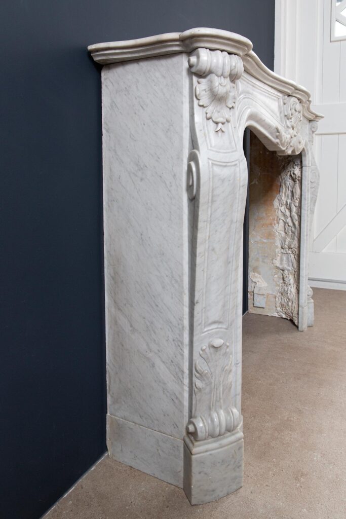 Louis XV Carrara Marble Antique Fireplace Surround