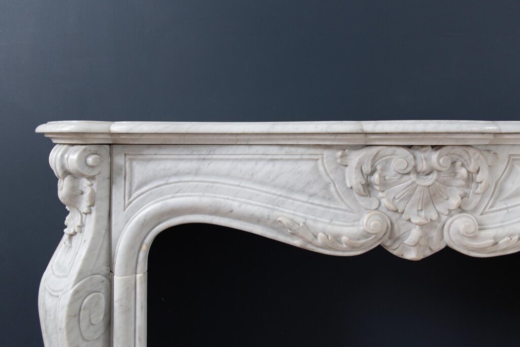 Louis XV Carrara Marble Antique Fireplace Surround