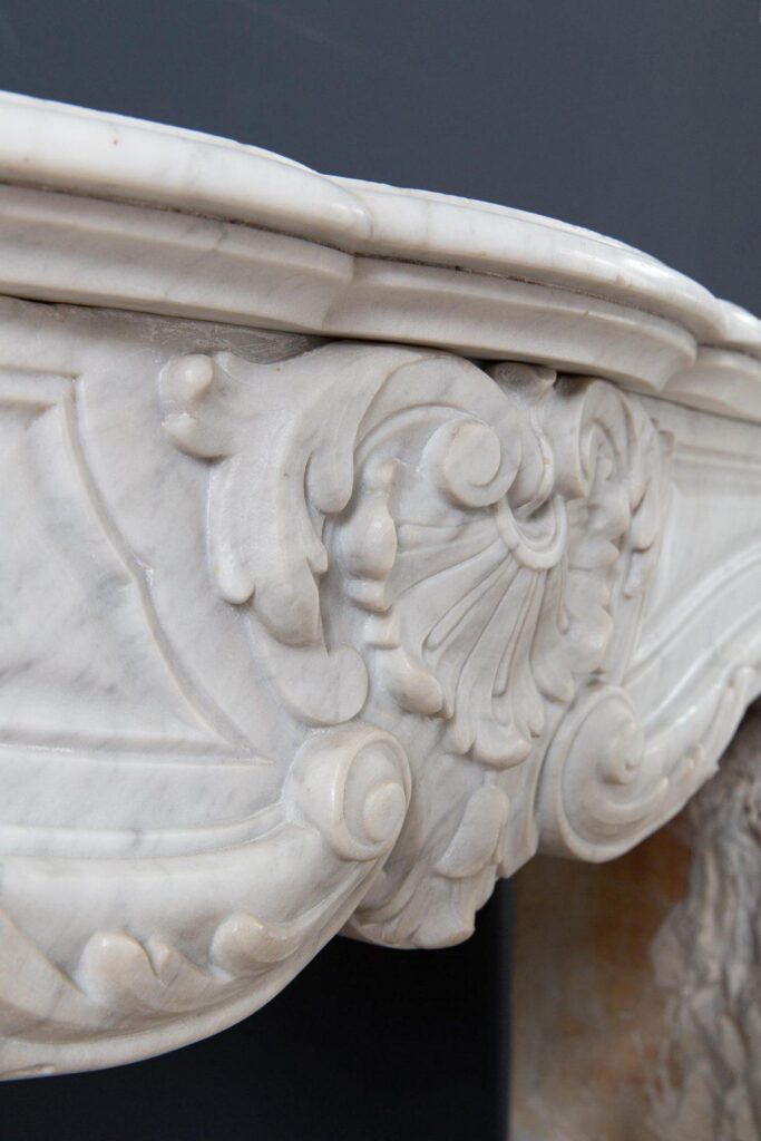 Louis XV Carrara Marble Antique Fireplace Surround