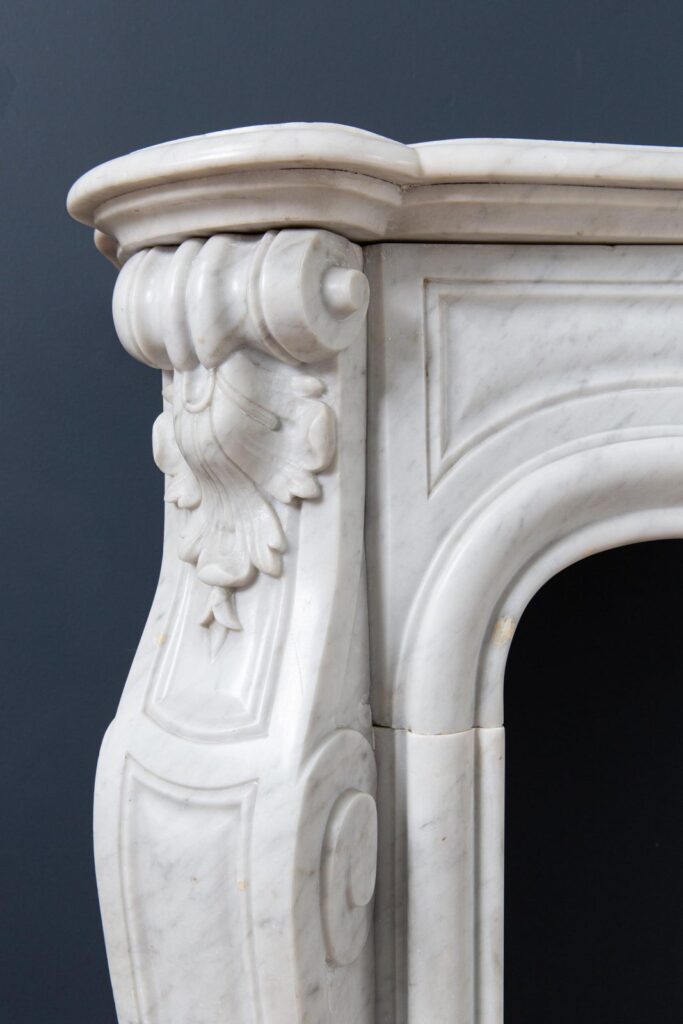 Louis XV Carrara Marble Antique Fireplace Surround