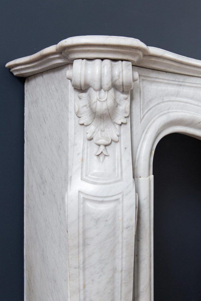 Louis XV Carrara Marble Antique Fireplace Surround